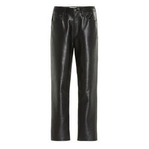Agolde Black Leather Mid-Rise Relaxed Boot Trousers
